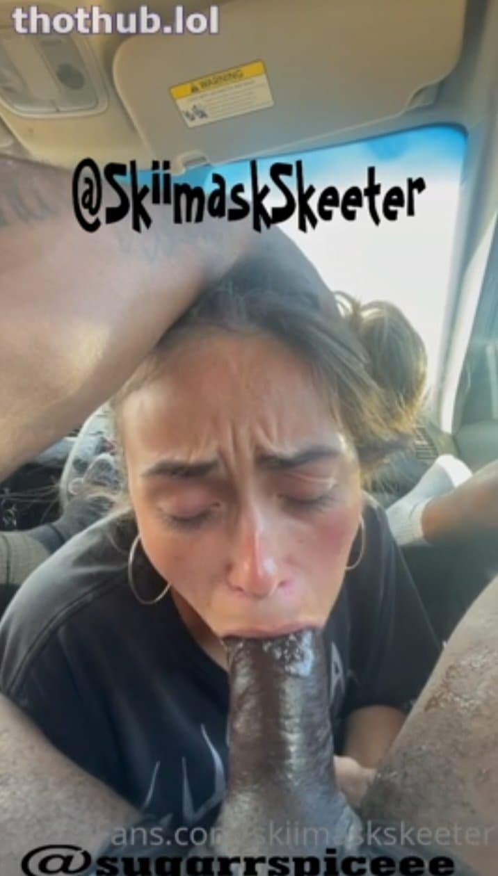 Girlfriend deepthroat bbc in da car