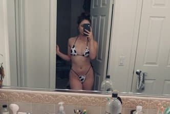 Petit white girl in g string bikini enjoys brown BBC