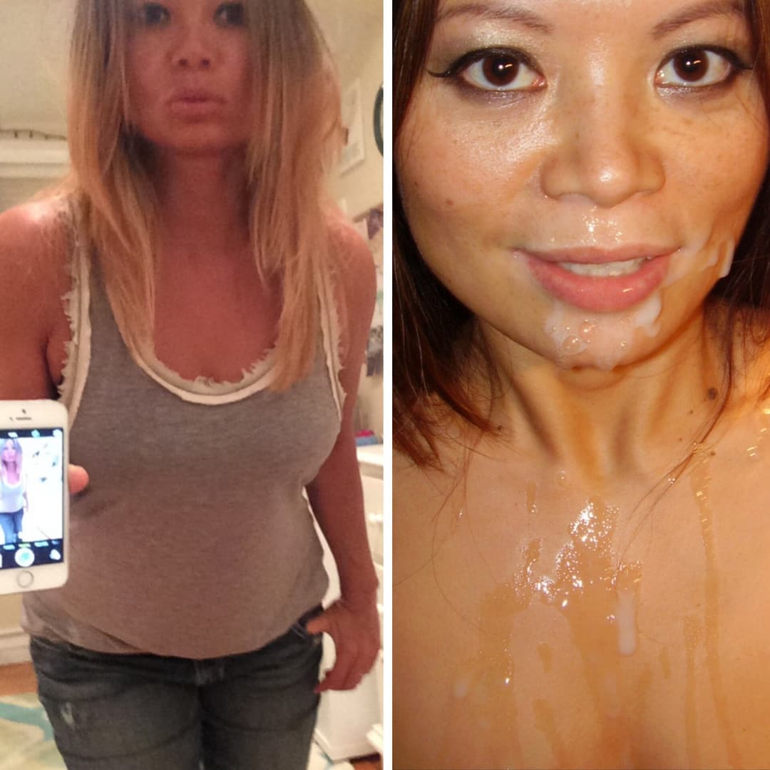 Asian milf splitscreen facial cumshot collection