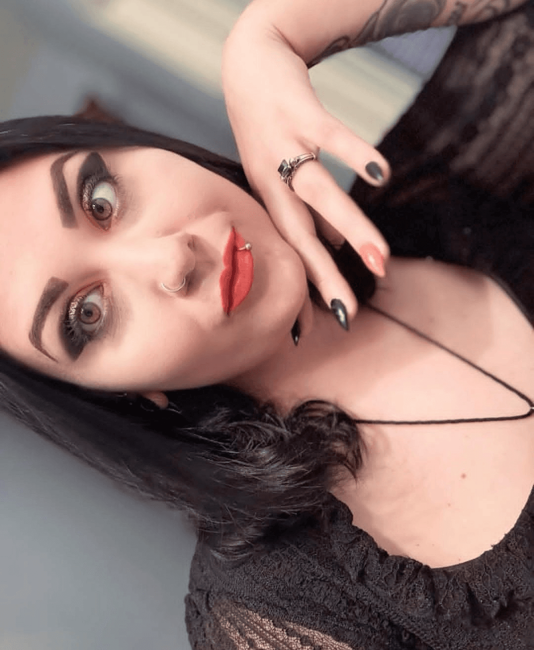 Unemployed married Goth Skank. Wonder how much her thick ass would be worth on the black market?