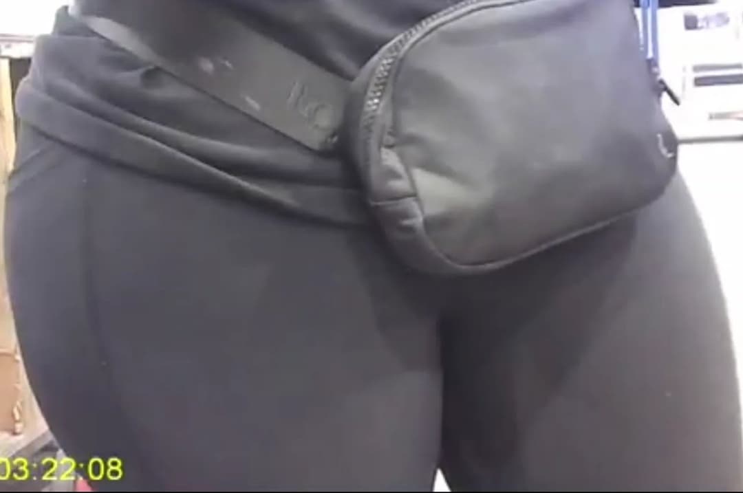 Thick German trying to hide her Fat Pussy Lips Cameltoe with Pouch