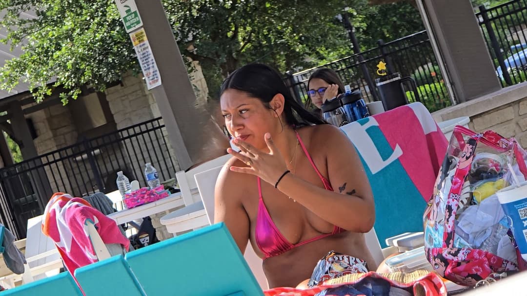 Click to view full size Hot Latina in pink shiny bikini NOT OC