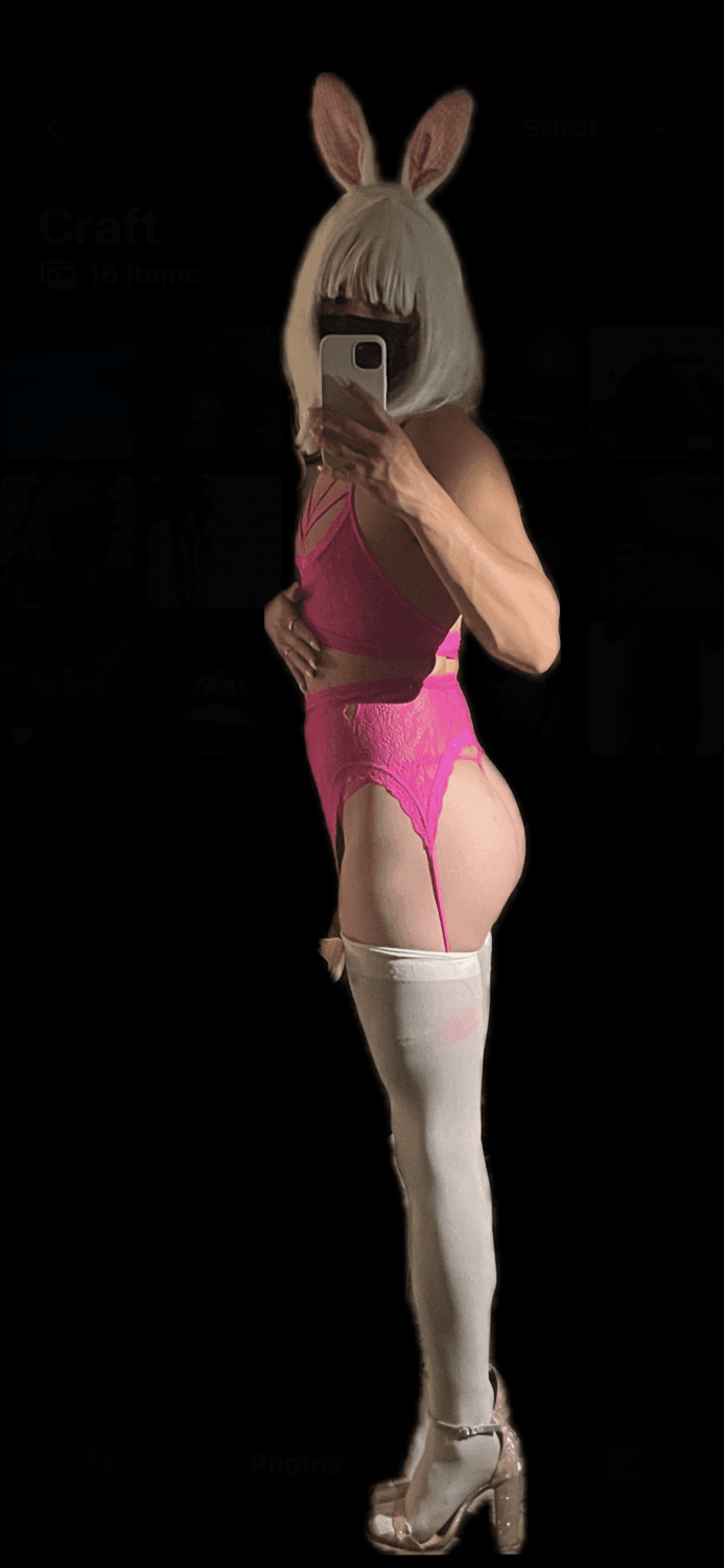 Amateur crossdresser sissy playing with nails and lingerie on