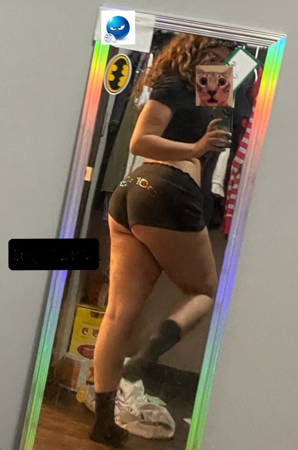 Thick ass teen showing off her black socks for Instagram