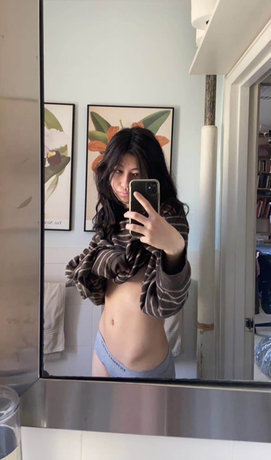 ASIAN Goth Girl in Calvin Klein Panties LEAKED! Nudes included! Fap to her submissive body!