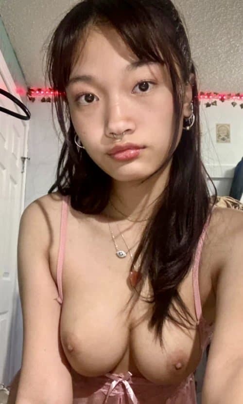 Tiny Asian teen slut is going crazy on her dildo. Showing off that petite Abg body. Ahegao face