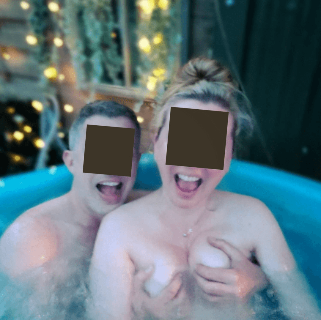 Married woman letting older stranger grab her tits in jacuzzi