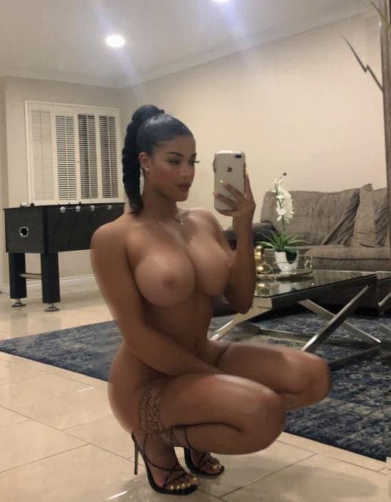 Sexy Petite Chocolate Ebony baddie has perfect titties to suck on