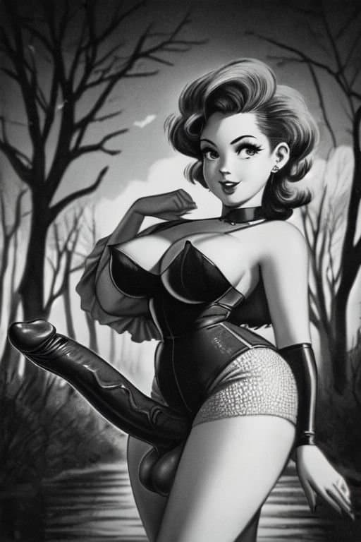 Vintage Style Halloween AI Futanari Artwork That I Generated