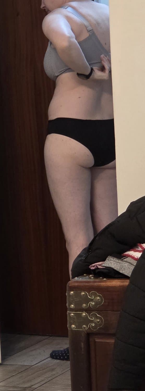 Spy hot wife in blue and black panties