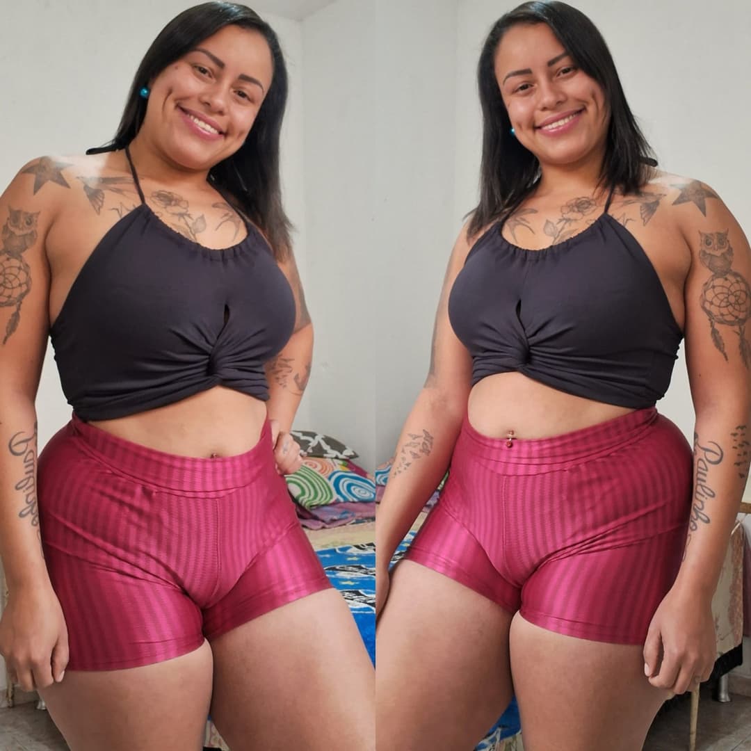 Morena bucetuda, exibe o capô de fusca | Thick Latina, thick pussy cameltoe