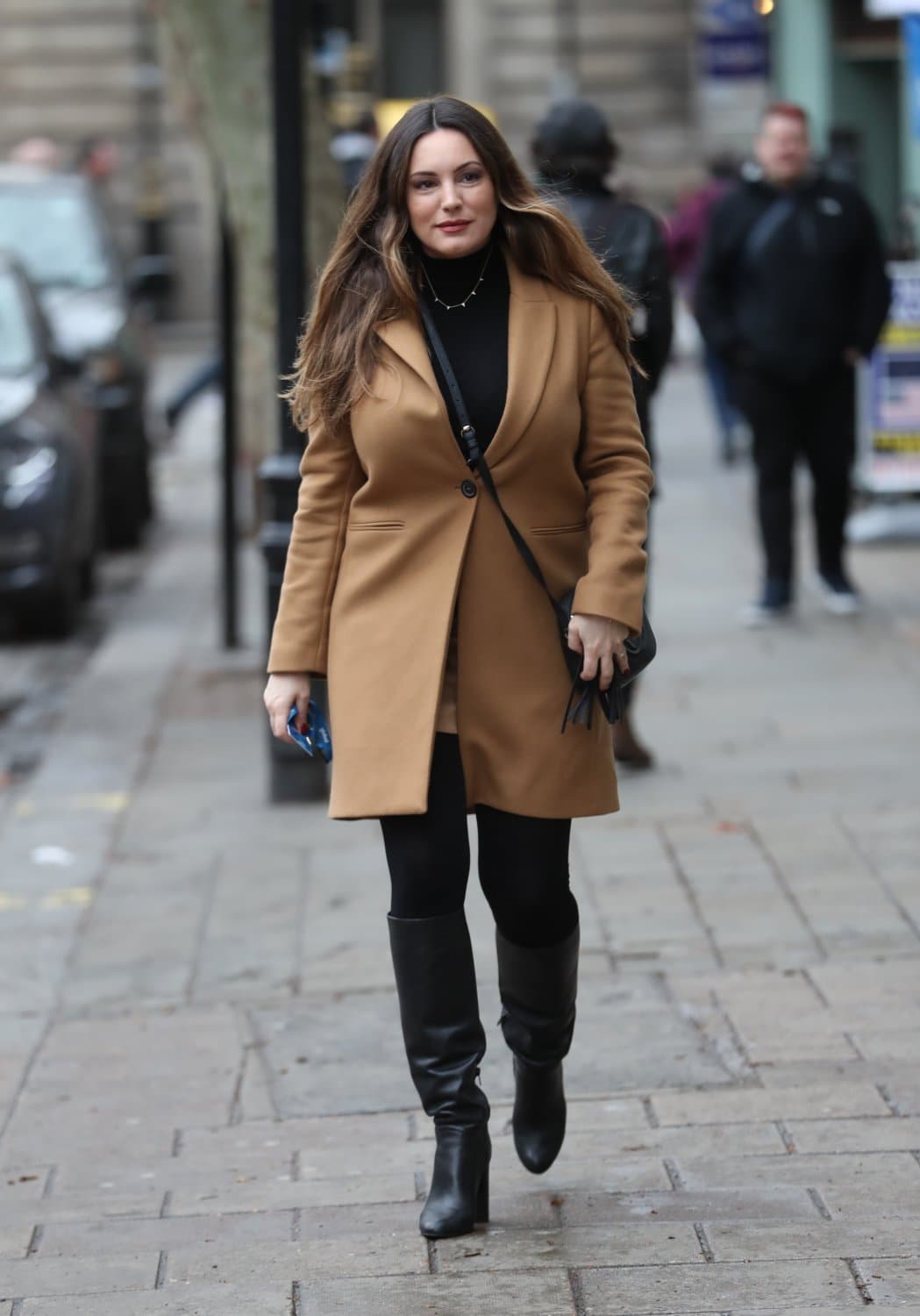 Kelly Brook - Black Knee High Leather Boots