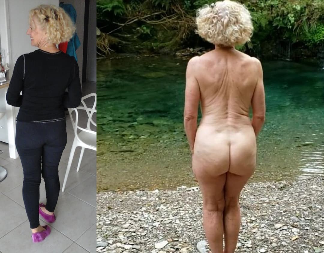 Nurse Solange dressed indoor undressed outdoor (1)