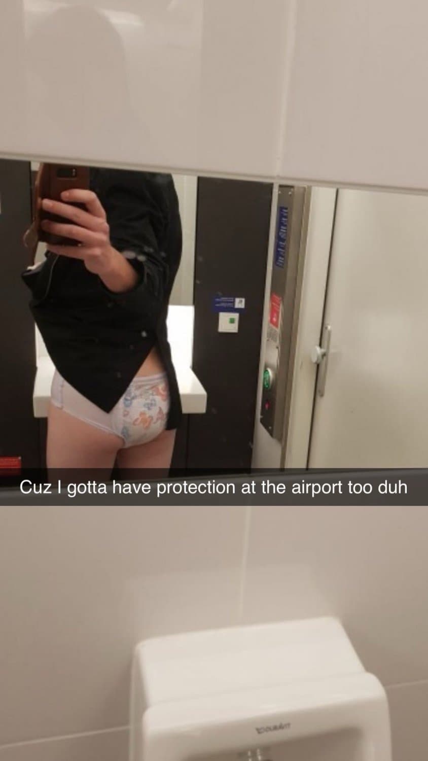 Click to view full size Cute redhead wears diapers for “anxiety”