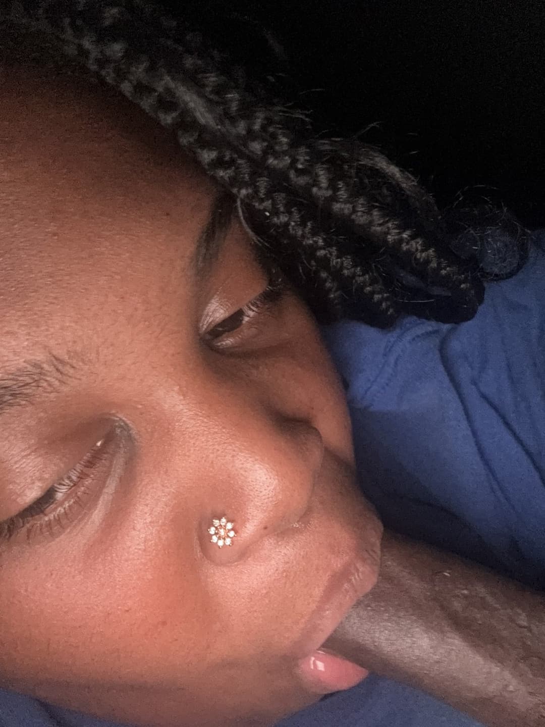 Ebony teen enjoying bbc ghetto freak nasty teen blowjob