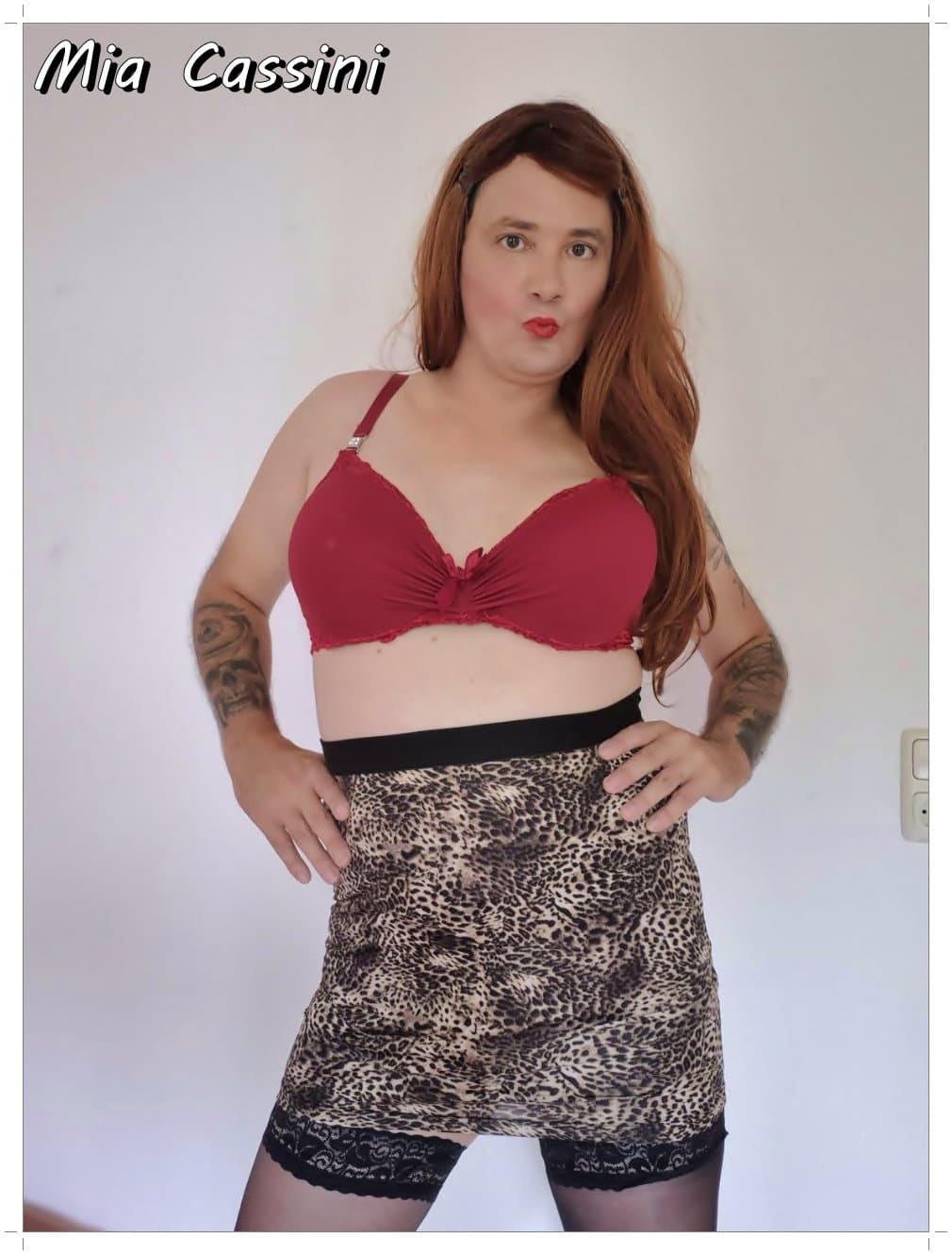 Red Lingerie and Miniskirt