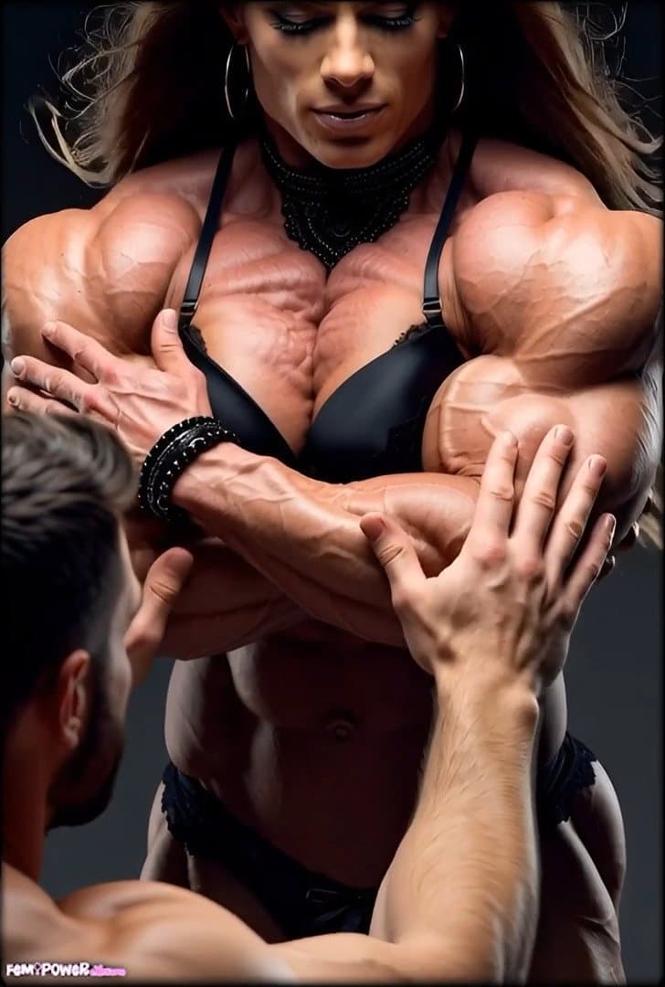 Muscle worship makes her hypertrophic masses get bigger and harder, like an erection