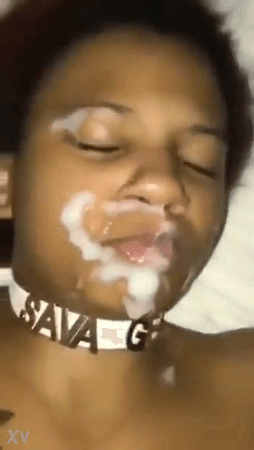 Ebony chews his cum after a thick facial!