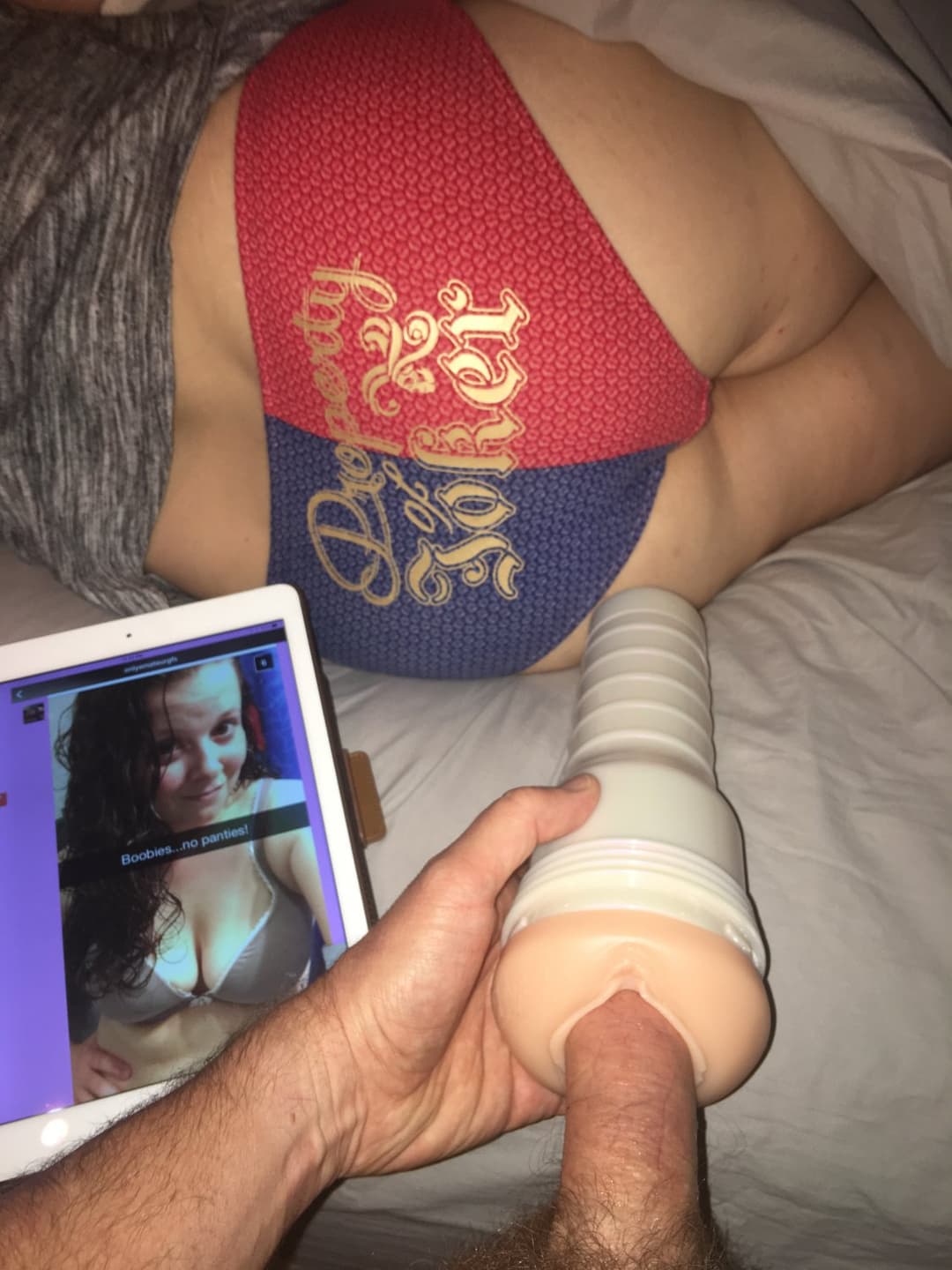 Using my Riley Reid flashlight while wife sleeps