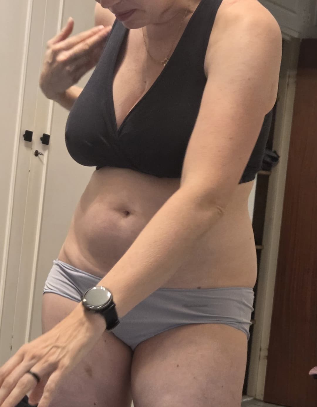 Spy hot wife in blue panties voyeur