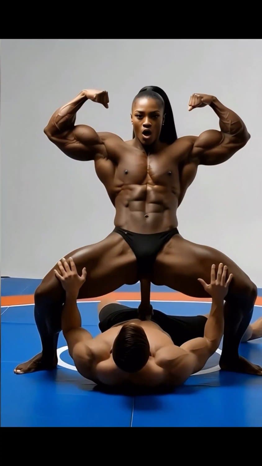 Bodybuilding sex, it always happens when she hits a double biceps