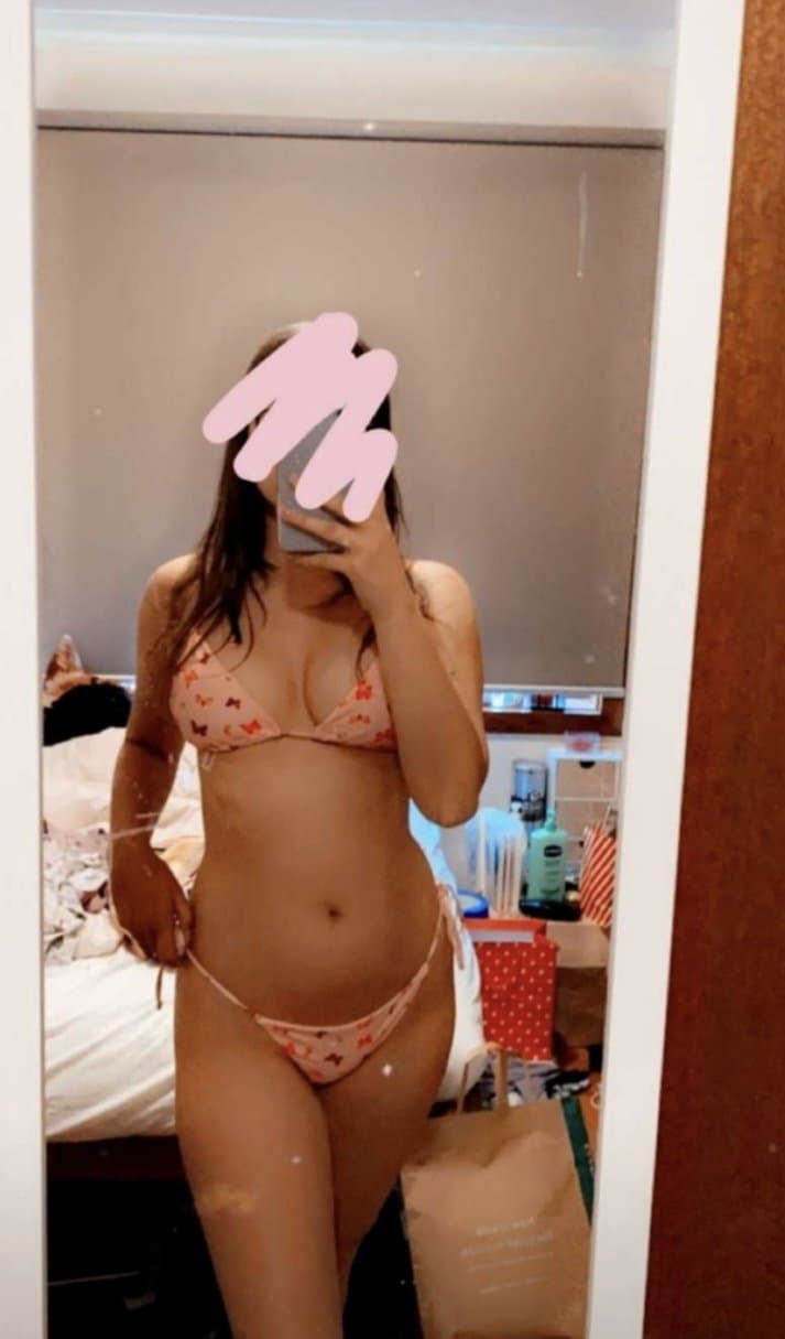 Little slut embarrassed in bikini