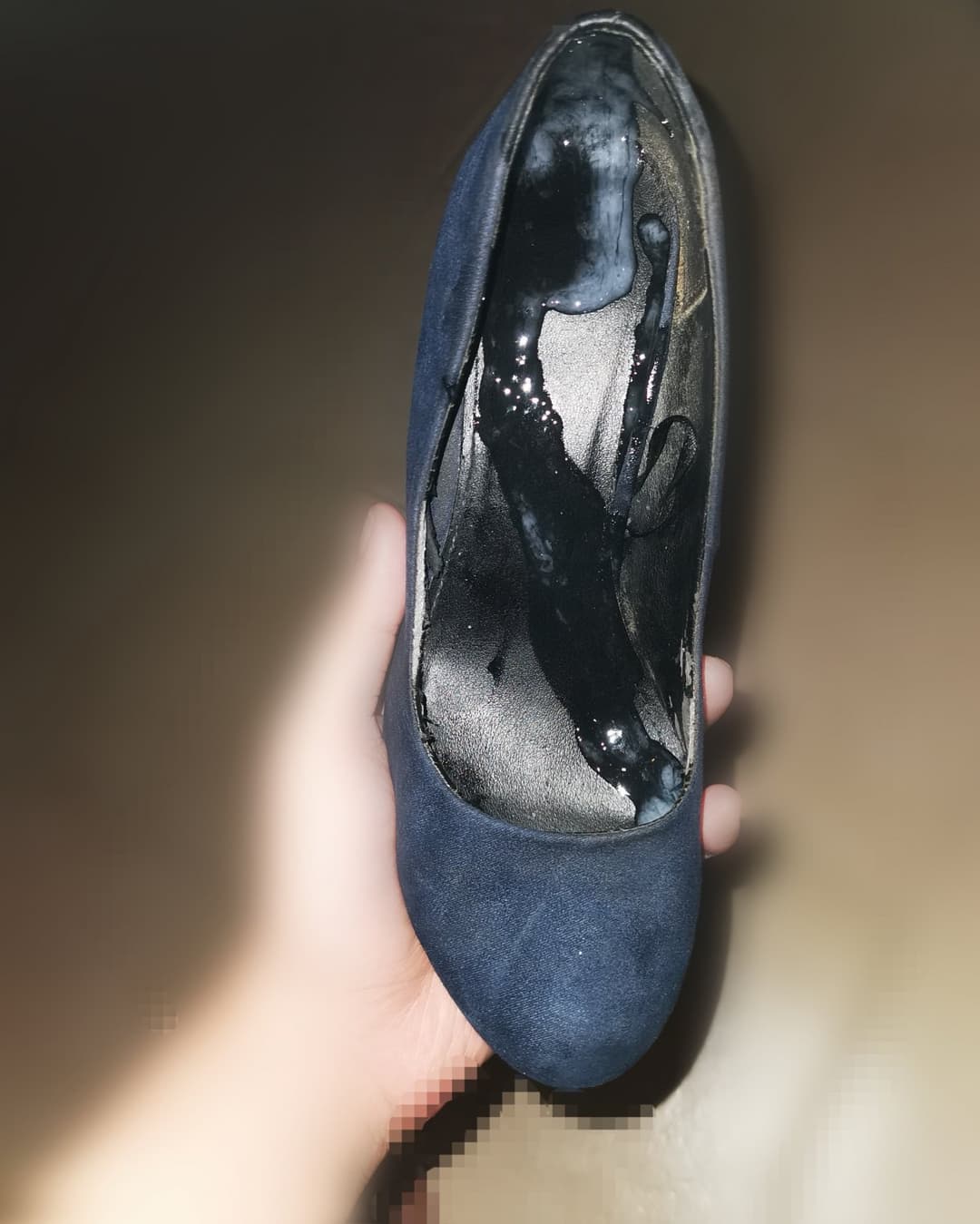 Emptying cum into shoes