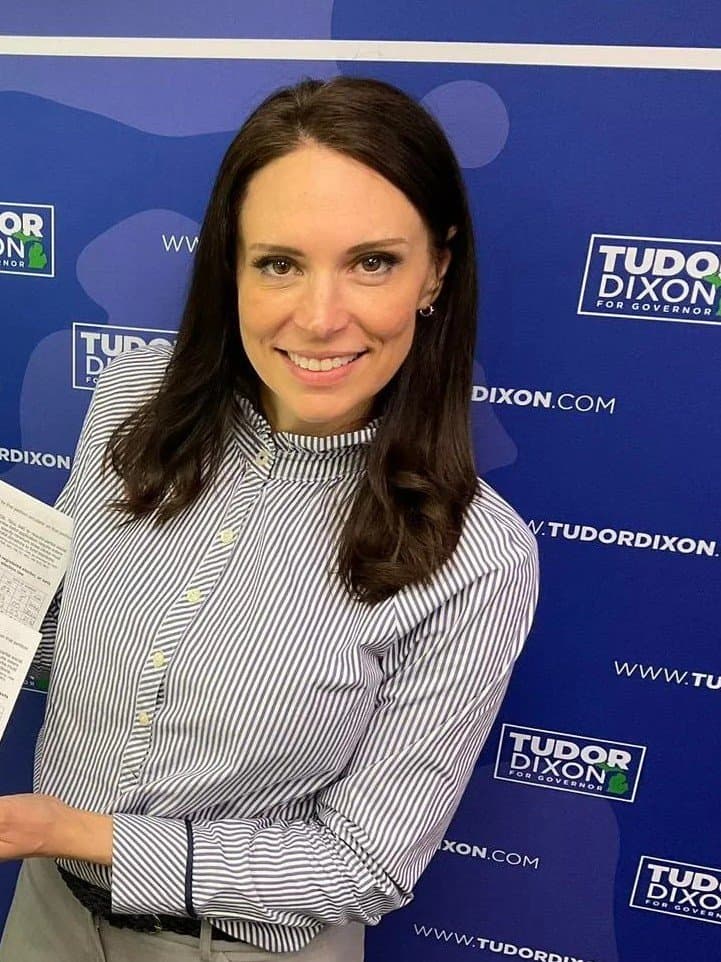 Christian politician Tudor Dixon has massive mommy milkers. This hot slut whores herself for votes
