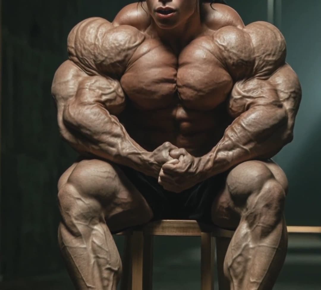 Nude Ms Olympia, seducing the judges with the strong scent of their meaty roided muscles