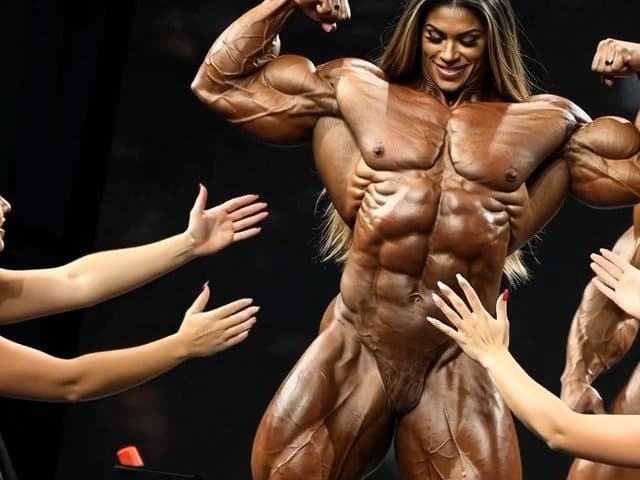 Click to view full size The naked bodybuilding show now is turning to a wild lesbian muscle orgy