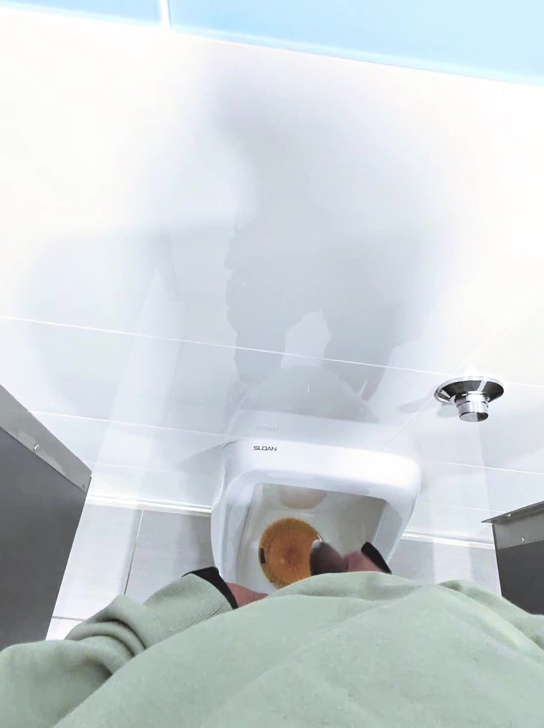 Jerking off masturbating in public bathroom