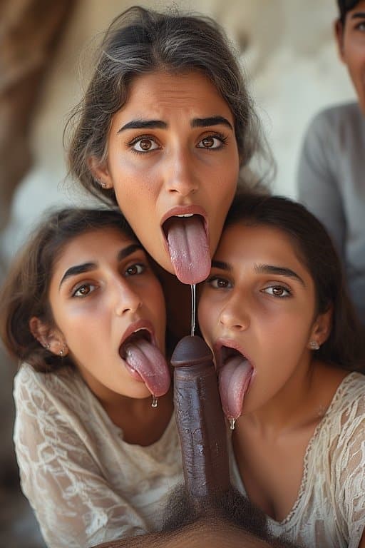 Prompt: Portrait of a 66 year old Iraqi Female/Woman  sticking Her tongue out saliva drippy from her