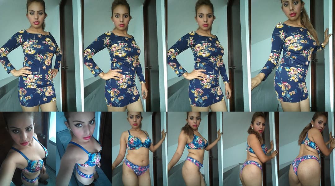 Carlita luciendo lenceria azul