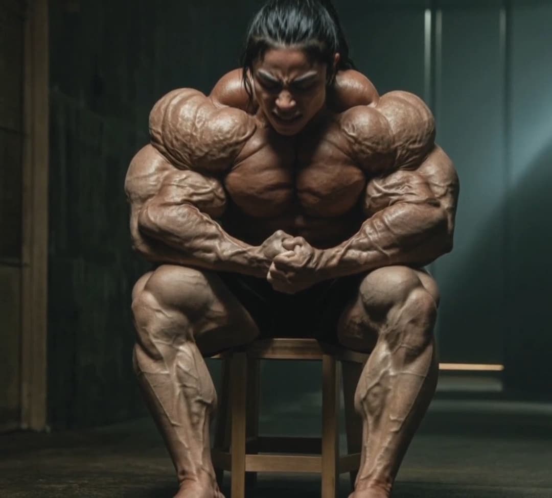 Nude Ms Olympia, seducing the judges with the strong scent of their meaty roided muscles