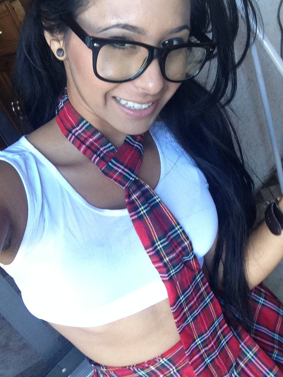 Aimee loves to dress as a naughty schoolgirl