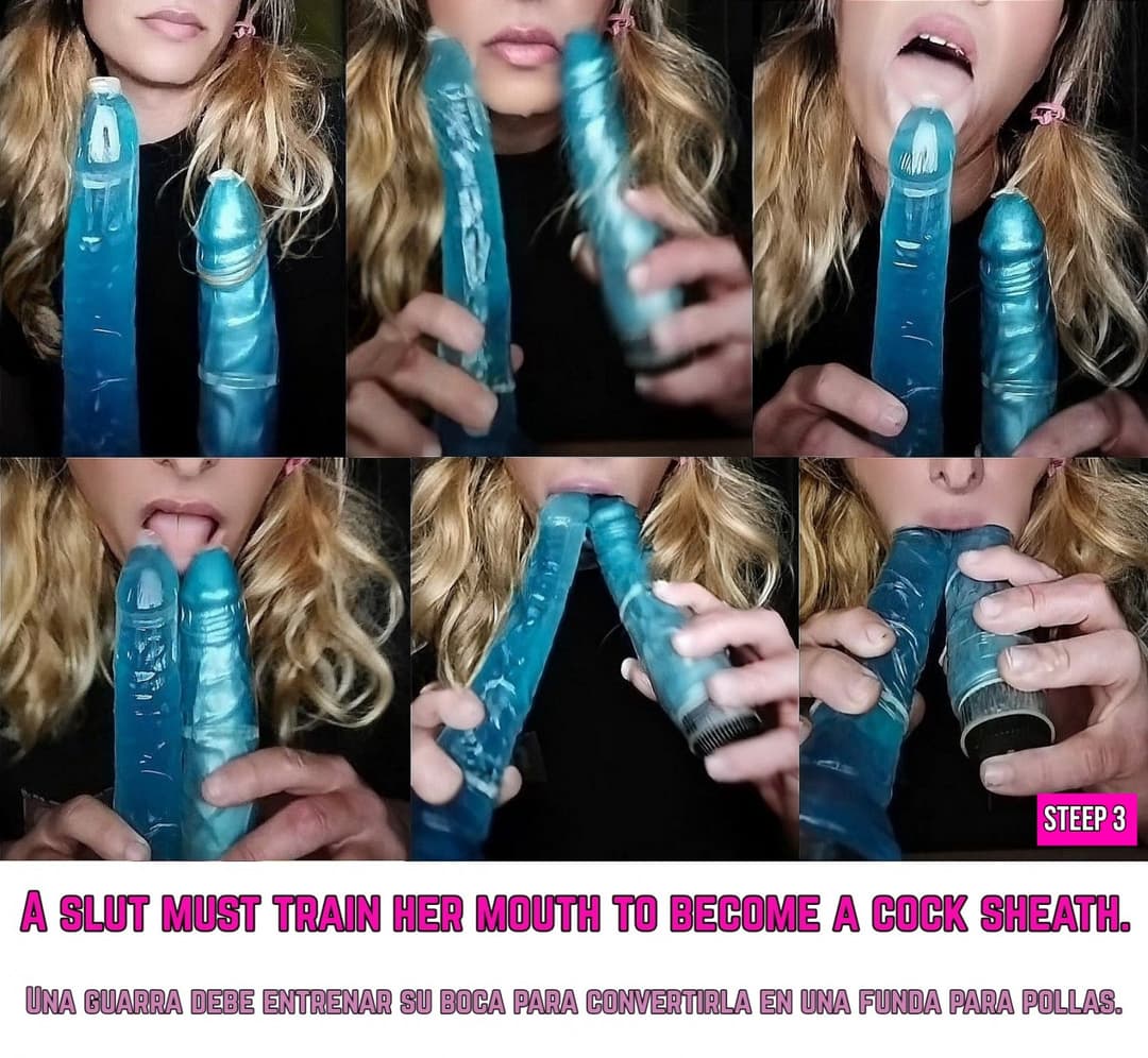 Sissy Blonde Femboy - DeepThroat with Dildos and Exposure!!! (Step by step towards degradation)