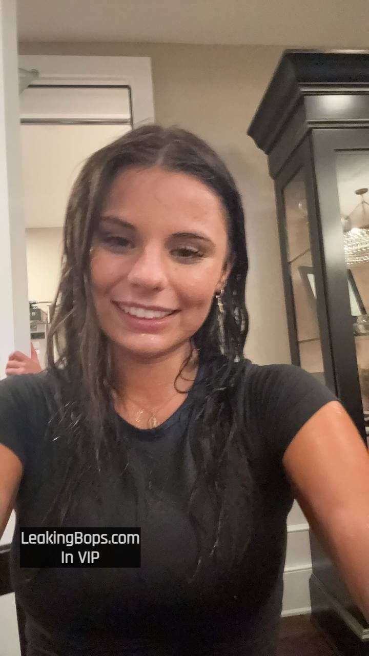 Brunette white snowbunny leaked with her brown nipples perky tits