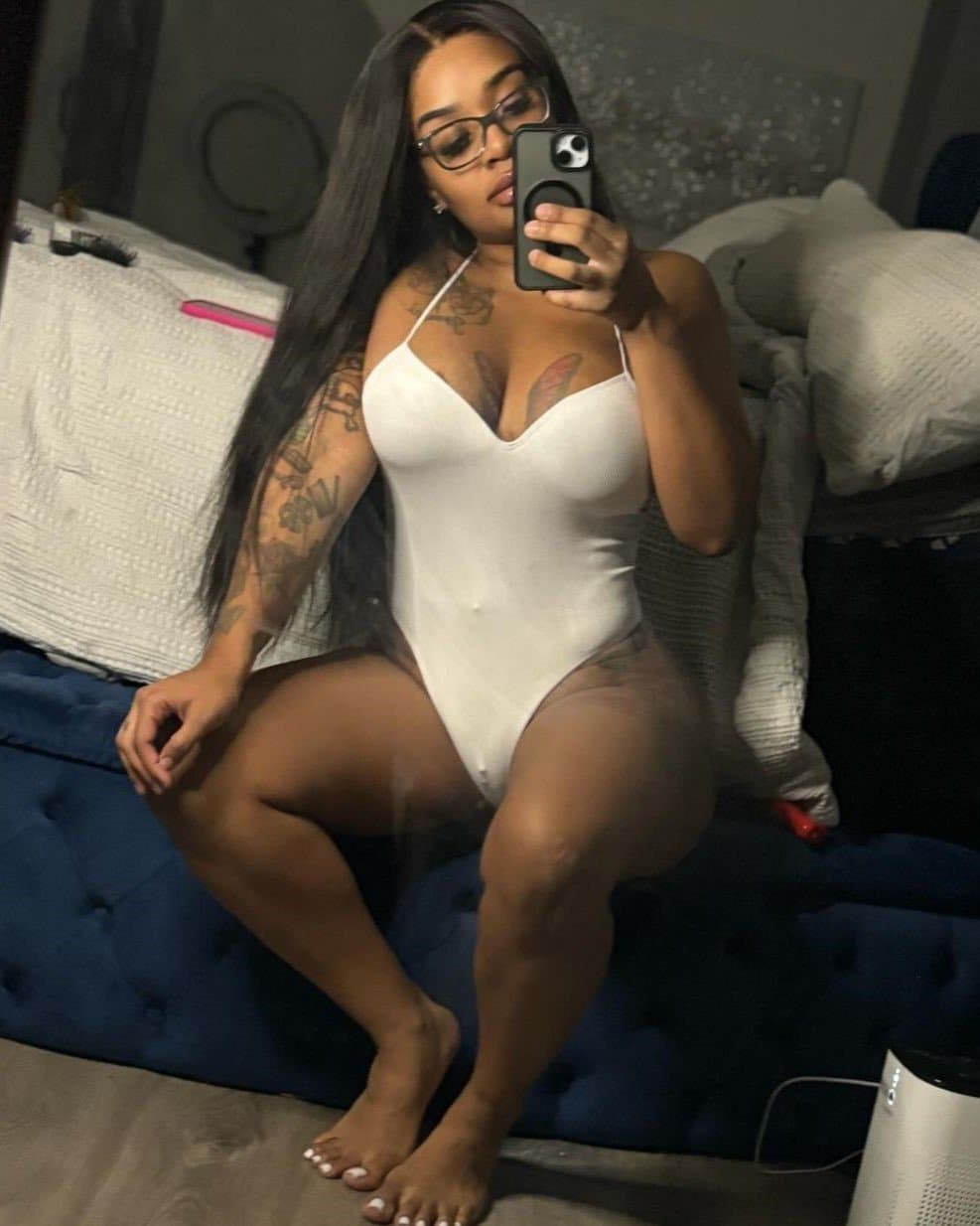 Fitness Girl Pussy Piercing in White Panties