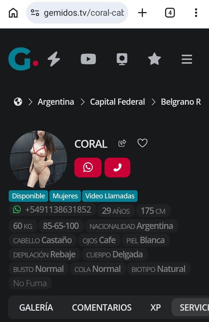 Coral escort belgrano buenos aires.