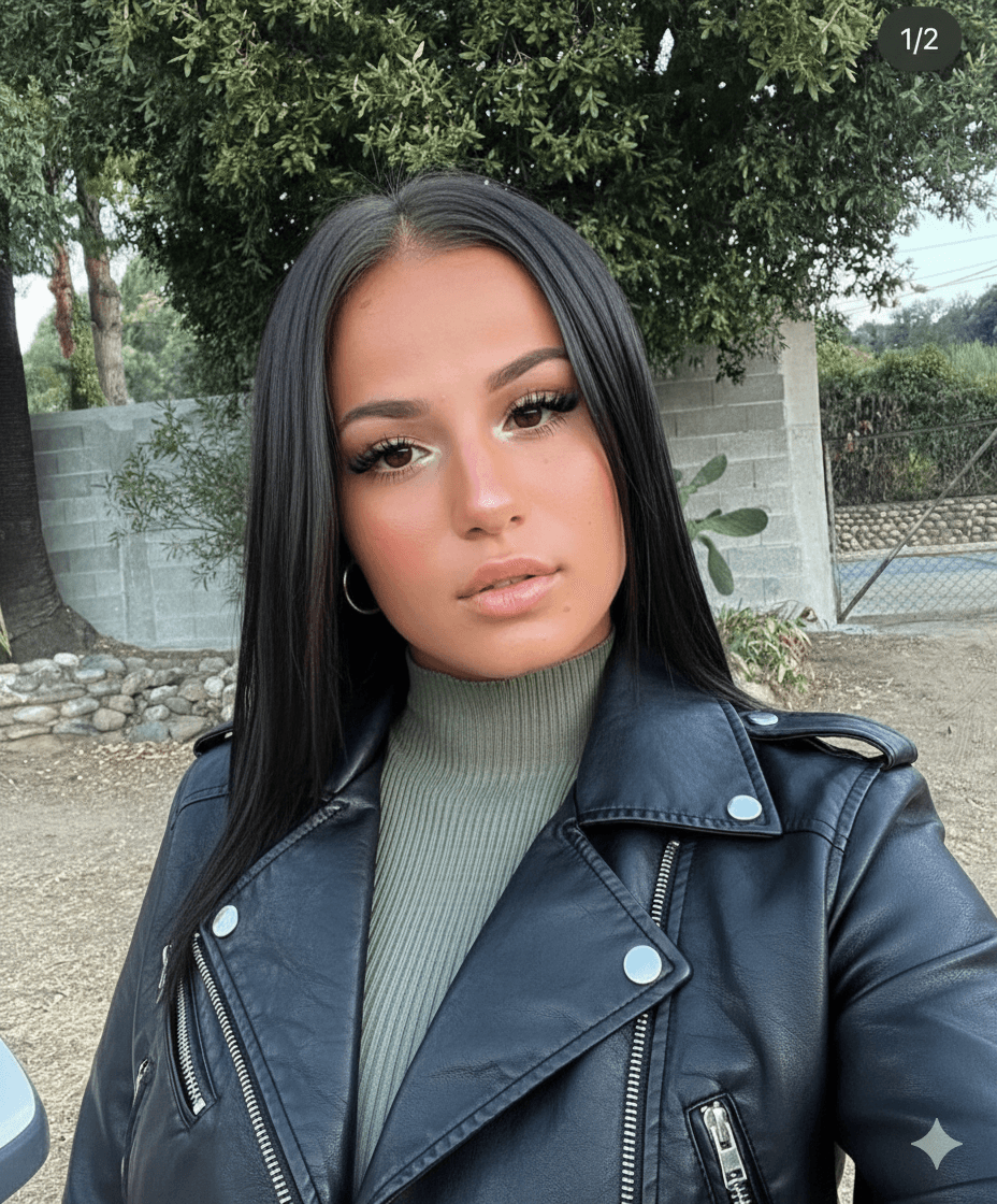 Teen girl with Leather Jacket sexy