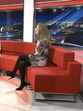 Abbie Dewhurst in black tights