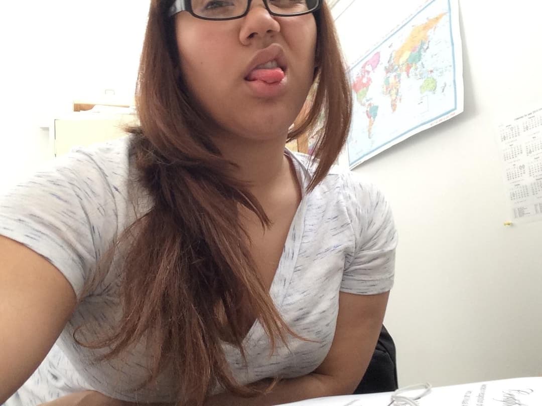 Bored latina nerd flashes alot during class