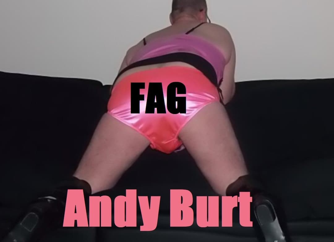 sissy fag andy burt in pink satin panties