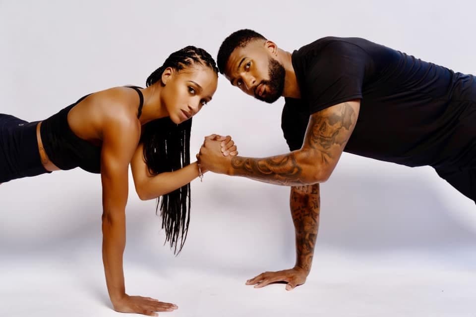 Fitness Couple having fun dark nipples