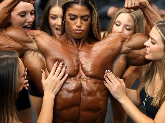 Click to view full size The naked bodybuilding show now is turning to a wild lesbian muscle orgy