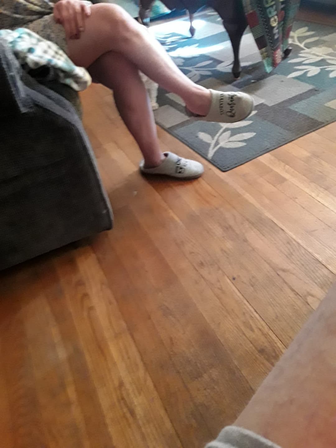 Waiting for the fat wife to go into the bedroom so I can pull my cock out