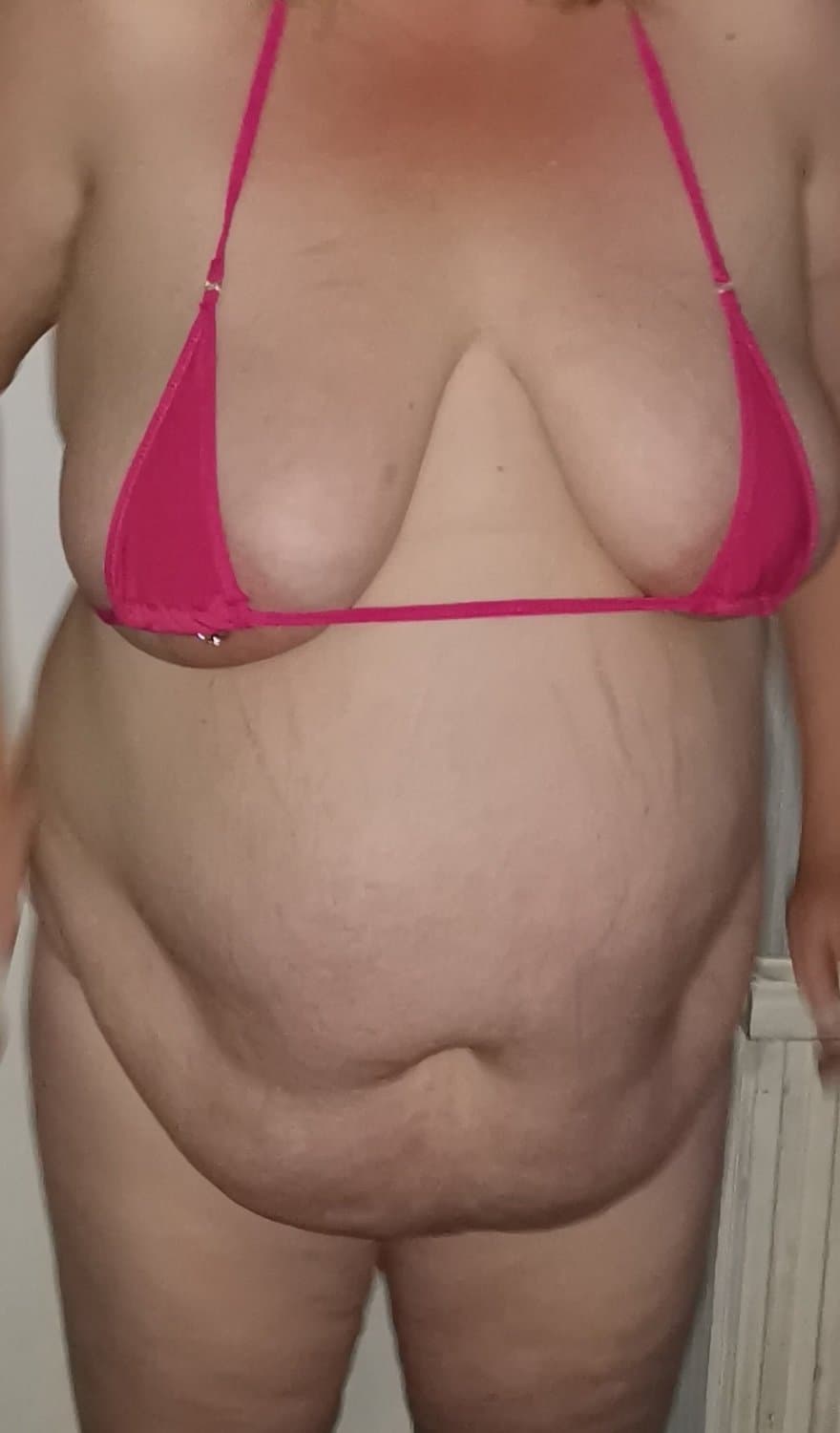 Fat saggy bbw wife bikini too small