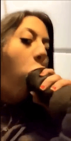 Airplane toilet BBC blowjob