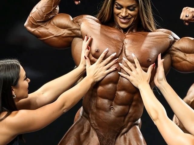 Click to view full size The naked bodybuilding show now is turning to a wild lesbian muscle orgy
