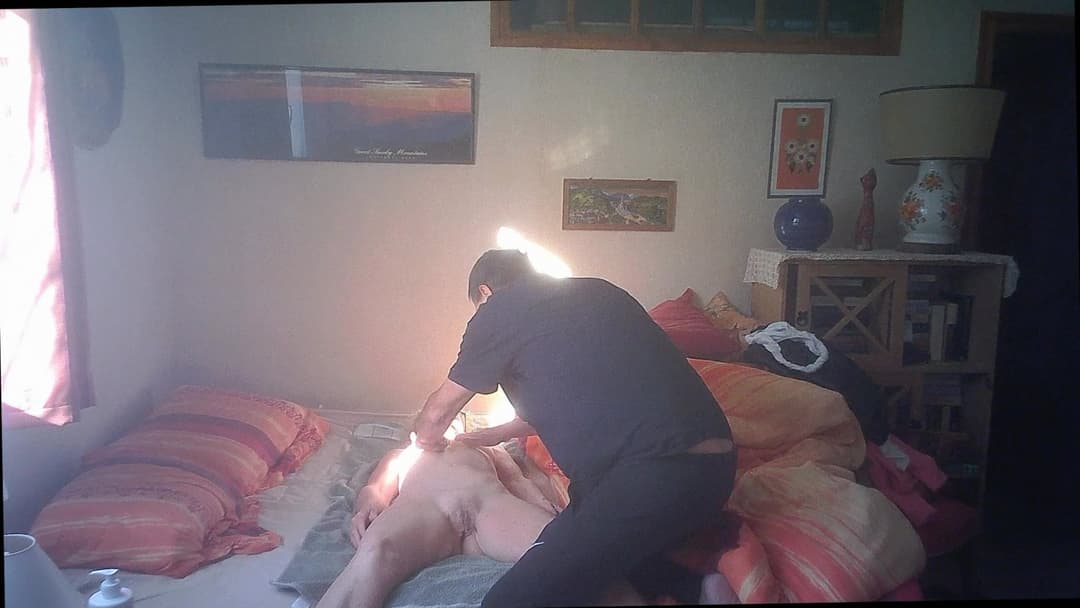 Mature Nurse Solange coming for massage and caught by  4 hidden cams !